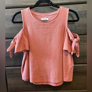 Madewell Cold Shoulder Blouse with tie sleeves